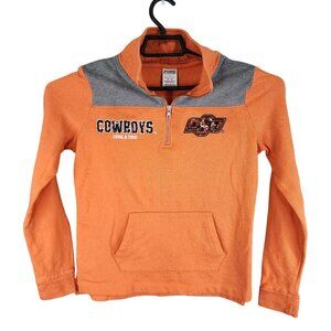 Womens Victorias Secret PINK Pullover Jacket 1/4 Zip OSU Cowboys Orange Gray XS